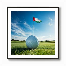 Golf Ball With Flag Art Print