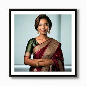 Firefly Confident Indian Businesswoman In Modern Saree With Styled Short Hair 63565 (1) Art Print