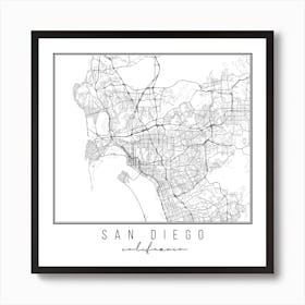 San Diego California Street Map Art Print