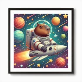 Capybara in Space Art Print