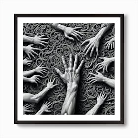 Hands Reaching For Each Other Art Print