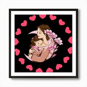 Mother And Daughter Happy Mother's Day Art Print