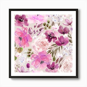 Floral Chaos Light Pink Art Print