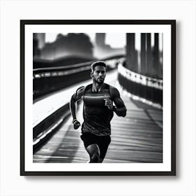 Runner On A Bridge Art Print