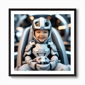 3d Dslr Photography, Model Shot, Baby From The Future Smiling Wearing Futuristic Suit Designed By Apple, Digital Vr Helmet, Sport S Car In Background, Beautiful Detailed Eyes, Professional Award Winning Portr (2) Art Print