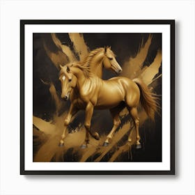 Golden Horses Art Print