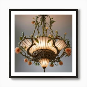 Chandelier With Flowers Art Print