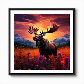 Moose In The Field Art Print