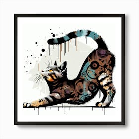 Cat With Gears Poster