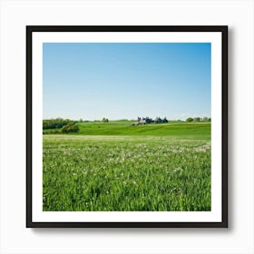 A Serene Countryside Scene In Spring A Sprawling Meadow Flushed With The Fresh Emerald Tinge Of Gra Art Print