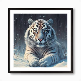 White Tiger In The Snow Art Print