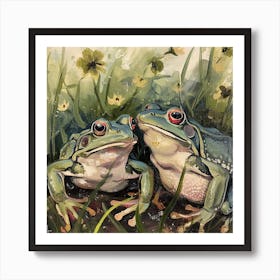 Frogs Fairycore Painting 1 Art Print