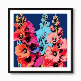 Andy Warhol Style Pop Art Flowers Delphinium 2 Square Art Print
