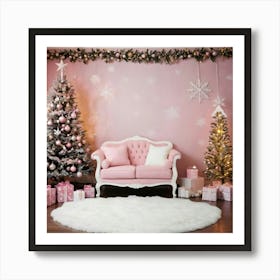 Pink Christmas Room 4 Art Print
