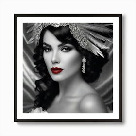 Sexy Woman With Feathers Art Print