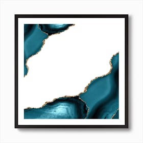 Teal & Gold Agate Texture 22 Art Print