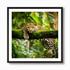 Leopard Resting On A Tree Branch Art Print