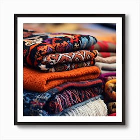 Pile Of Colorful Blankets Art Print