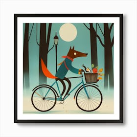 Fox On A Bike 1 Art Print