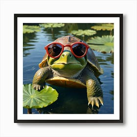 Turtle In Sunglasses 2 Art Print