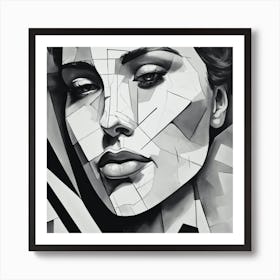 Abstract Portrait Of A Woman Black And White Abstract Art Art Print