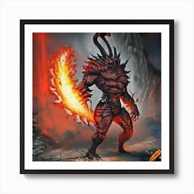 Demon With Flames Art Print