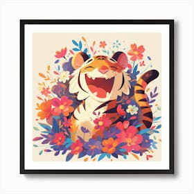 Tiger In Flowers 3 Art Print