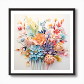 Pastel Colorful Flowers Art Print