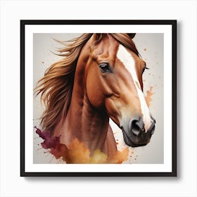 Horse Head Watercolor Painting 1 Art Print
