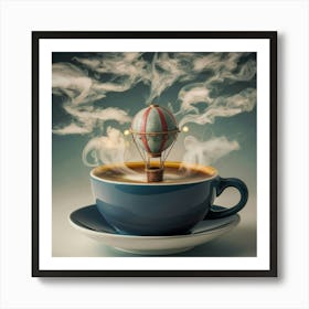 Hot Air Balloon In A Coffee Cup 2 Art Print