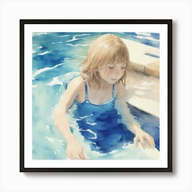 Little Girl In The Pool Art Print