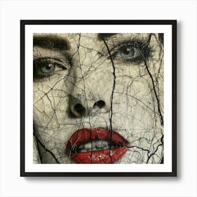'The Woman With Red Lips' Art Print