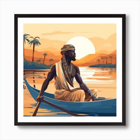 Egyptian Man In Boat 2 Art Print