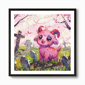 Pink Goat Art Print