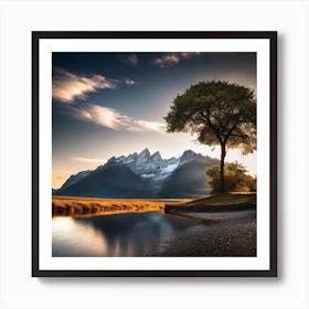 Tree In The Mountains Art Print