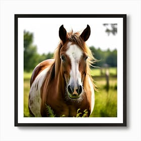 Horse Ranch Pony Animal Farm Nature Pet Farm Animal Summer Grass Head Mammal Green Mare (5) 1 Art Print