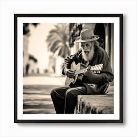 Old Man Playing Guitar 17 Art Print