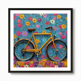 Bicycle Against A Colorful Wall Art Print