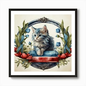 Blue Kitten Art Print