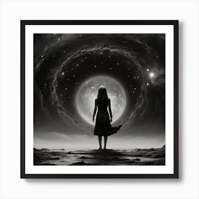 Girl In The Night Sky Art Print