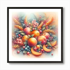 Peaches And Grapes Art Print