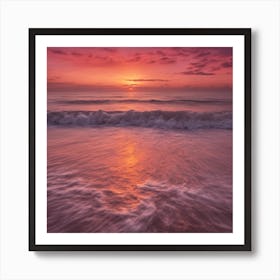 510468 Stunning Sunset Over An Ocean Horizon, With Orange Xl 1024 V1 0 Art Print