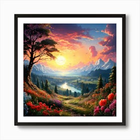 Sunset In The Mountains 4 Art Print