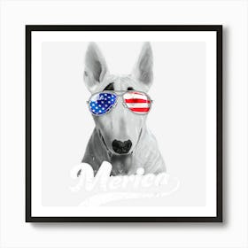 Trending Bull Terrier Sunglasses Usa American Flag 4th Art Print