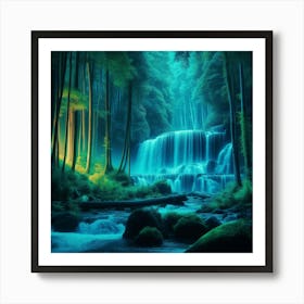 Waterfall In The Forest 4 Art Print