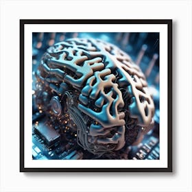 Brain On A Circuit Board 64 Art Print