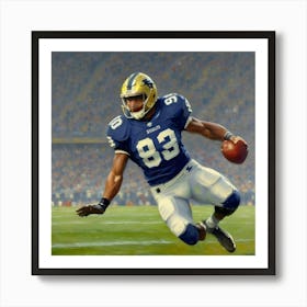 The Stalwart Football Hero in Intense Action Art Print