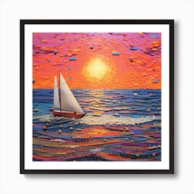 Sailboat At Sunset 5 Art Print