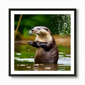 Otter Splashing Water 1 Art Print