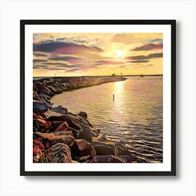 Sunset At The Pier Print Affiche